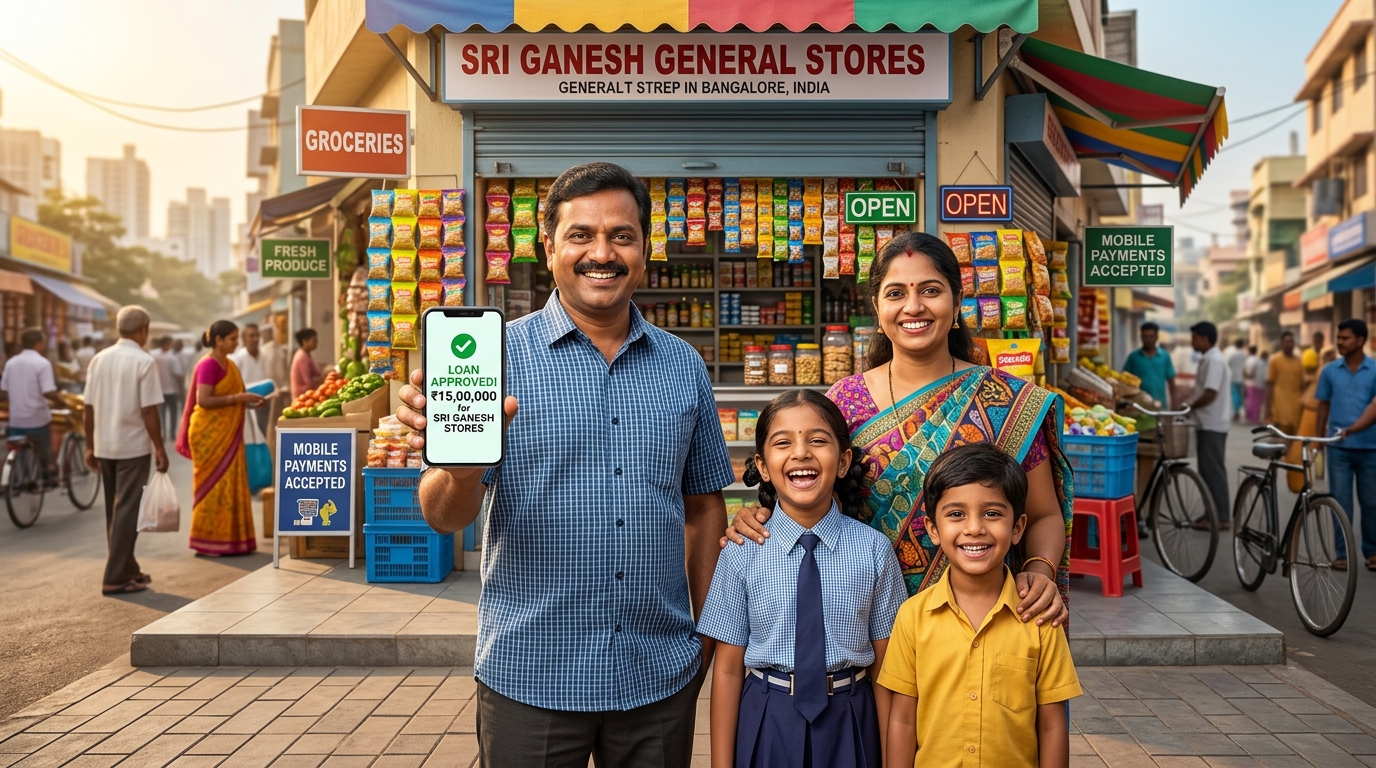 Happy Indian Loan Customer with Family